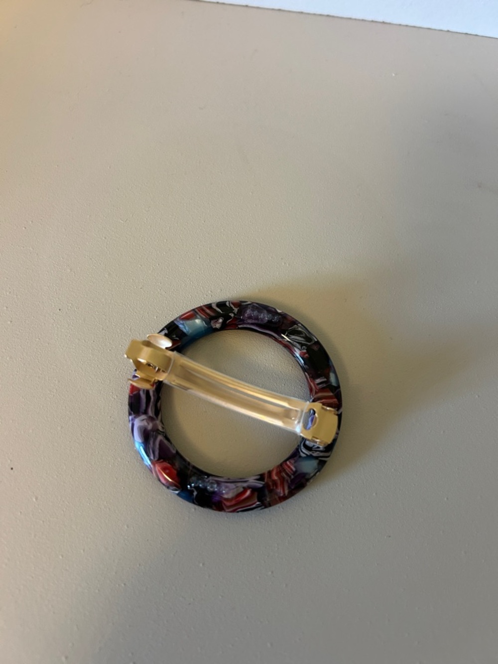 NEW! Madewell Acrylic Circle Barrette in True Black Multi - Picture 3 of 4